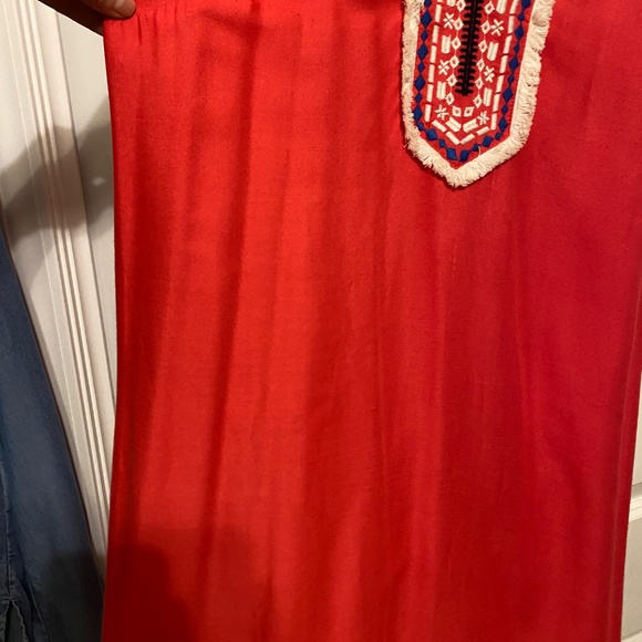 Mud Pie Women's Sleeveless Sundress Dress Sz.L Hot Pink with Blue and Cream Trim - Picture 6 of 16